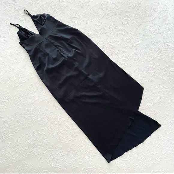 NWOT Lulus Caught Feelings Navy Blue Satin Ruffled Midi Dress Small Medium Large - Picture 6 of 16